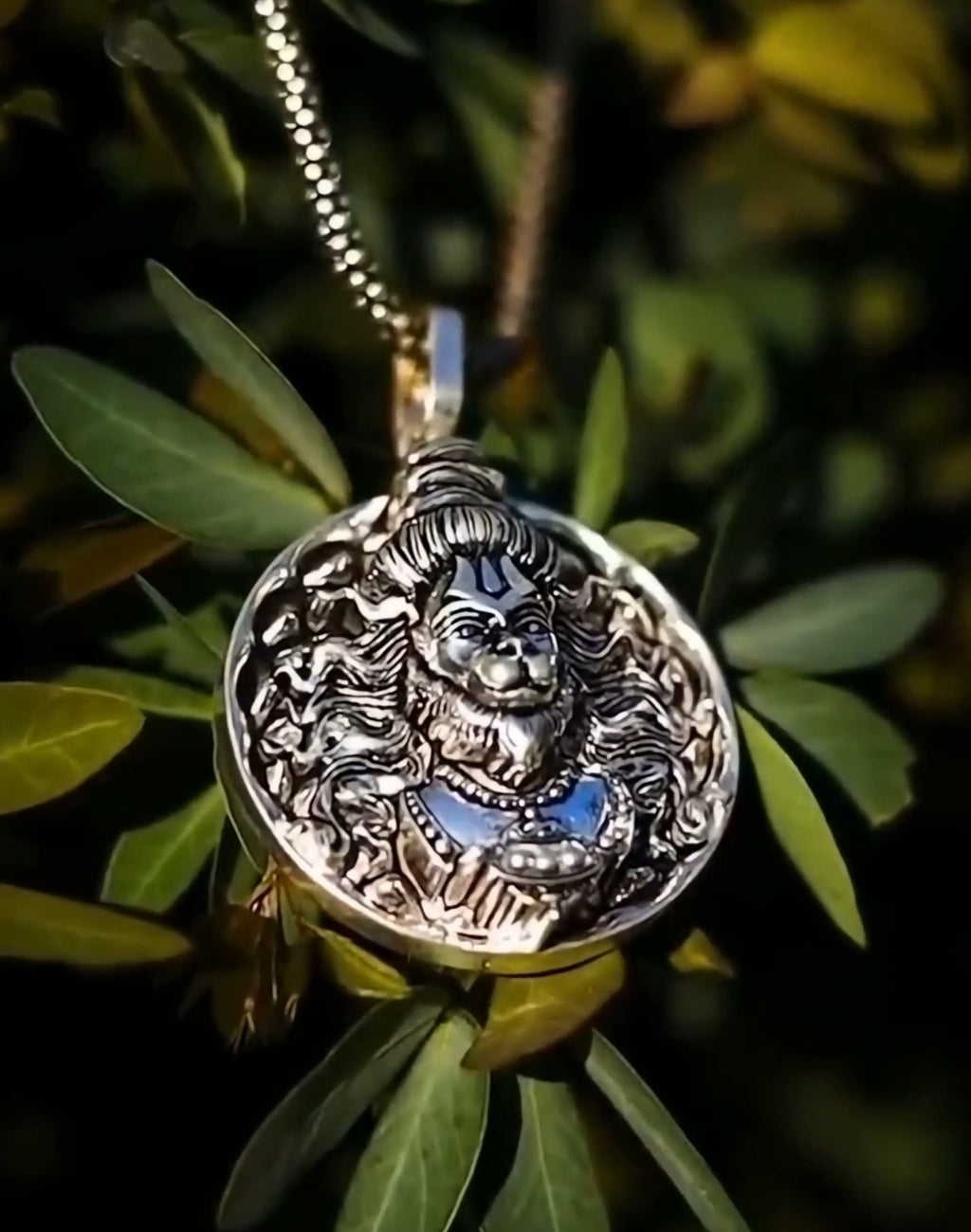 Hanuman Ji Oxidised Silver Pendant Chain for Men & Women | Bajrangbali Devotional Alloy Necklace | Hindu Spiritual Jewelry